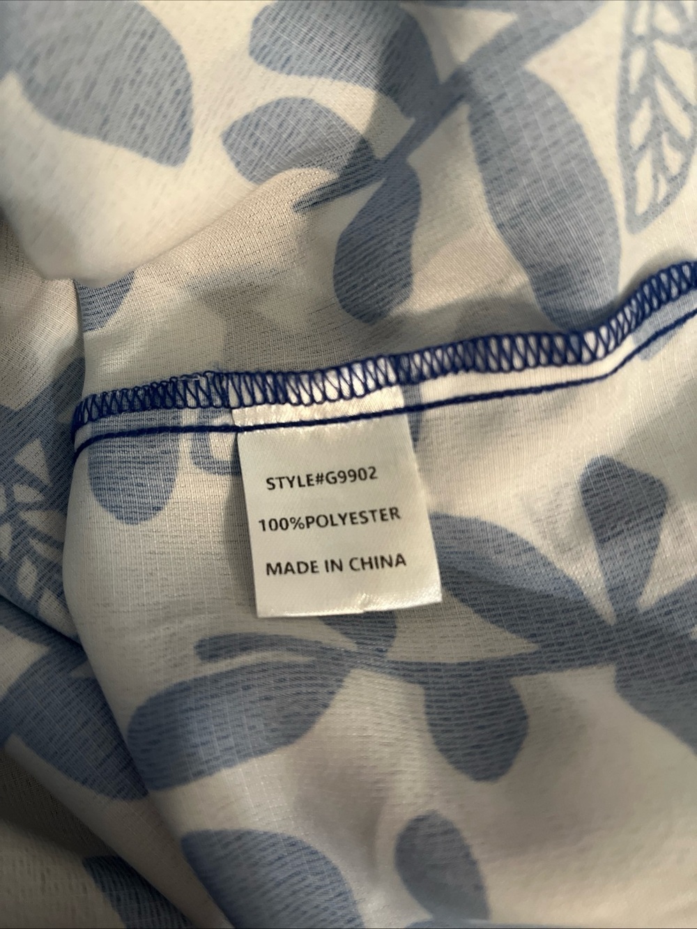 JODIFL White Blouse with Navy Blue Leaf Print and Neon Embroidered Yoke Sz S - Picture 7 of 9